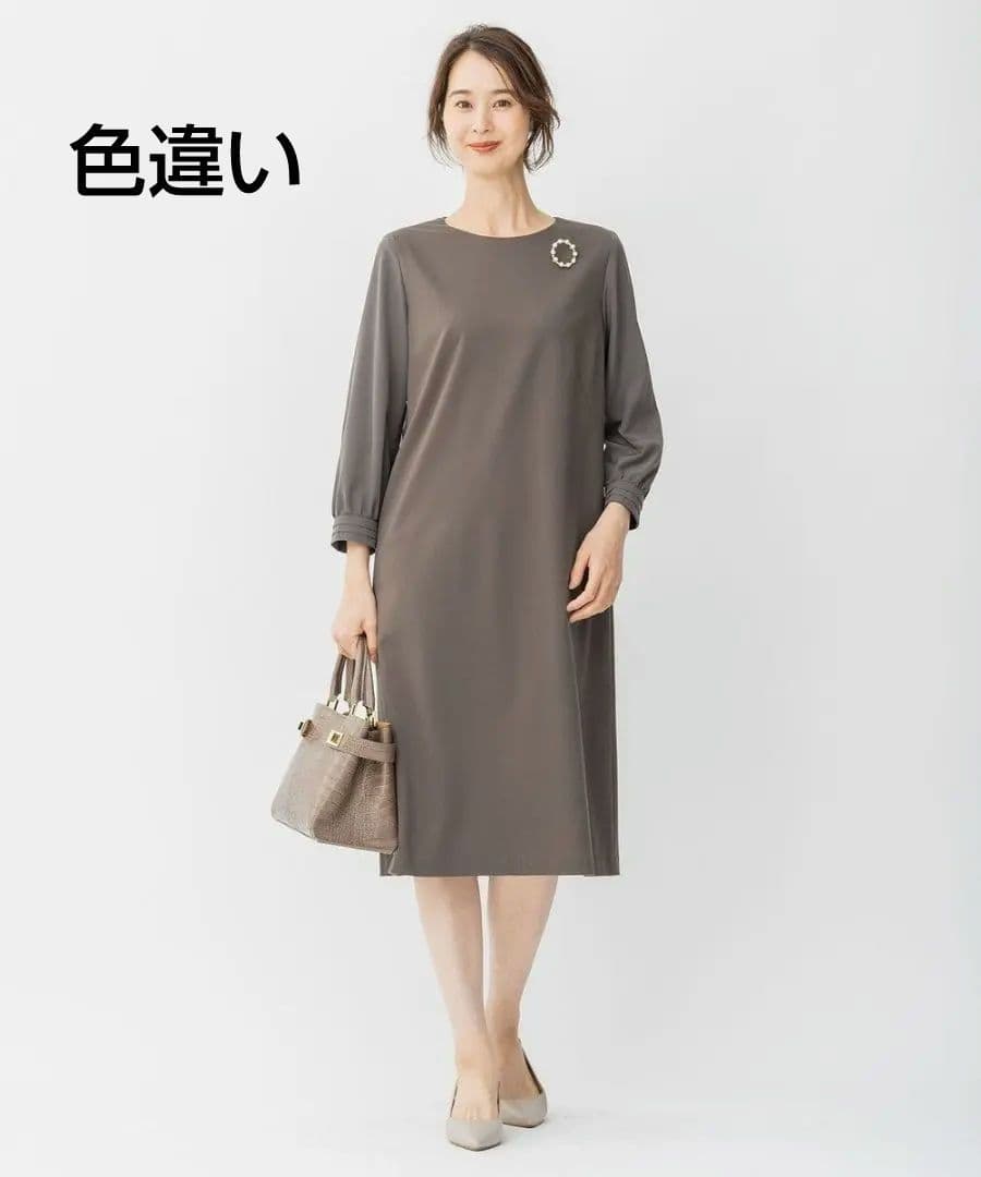 新品【洗える】WASHABLE PONTE シフトワンピース