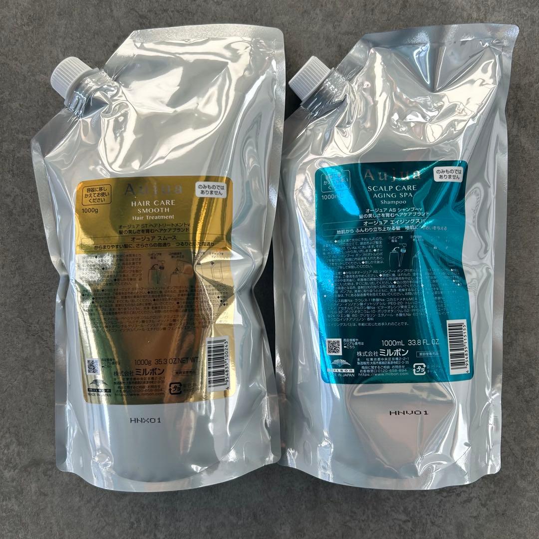 オージュア　エイジングスパシャンプー　スムーストリートメント　1リットルセット