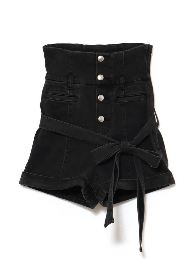 新品andmary Highwaist ribbon pants black