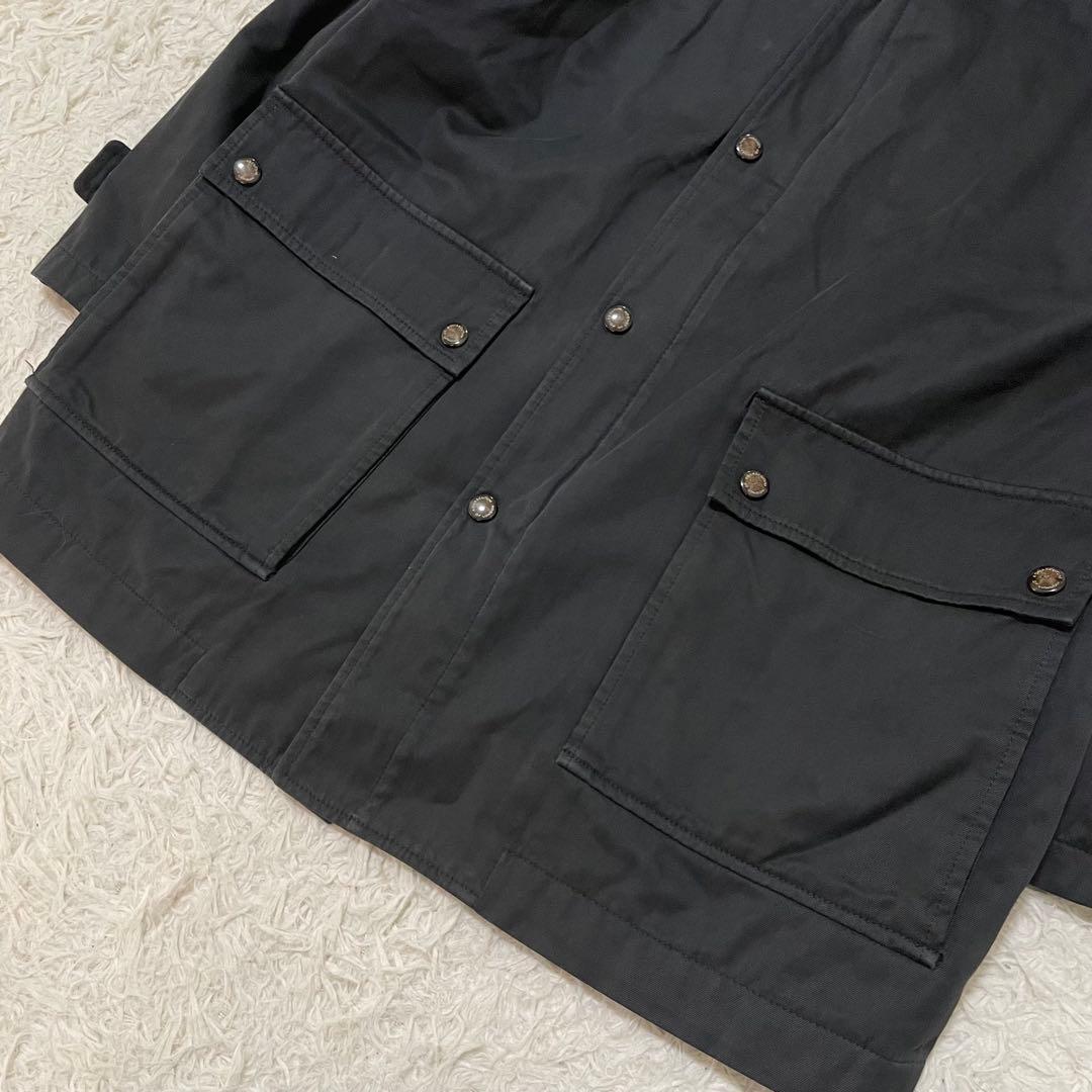 2XL相当 アクアスキュータム ハーフコート カシミヤ混 カバーオール ネイビー