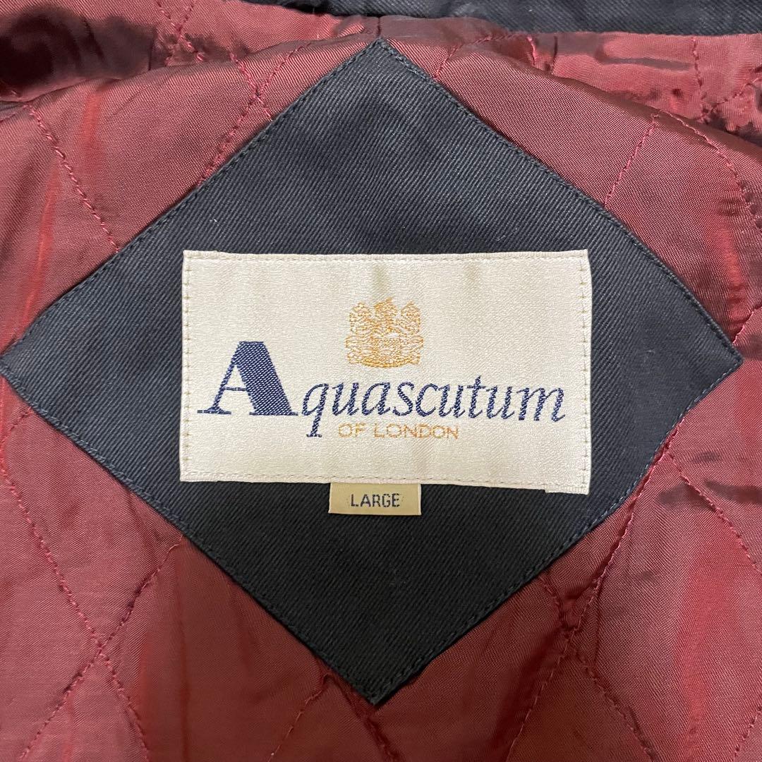 2XL相当 アクアスキュータム ハーフコート カシミヤ混 カバーオール ネイビー