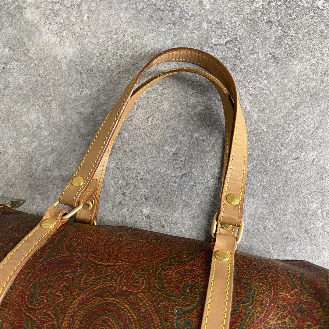 良品 ETRO エトロ ドラム型 ミニ ボストンバッグ ハンドバッグ ペイズリー