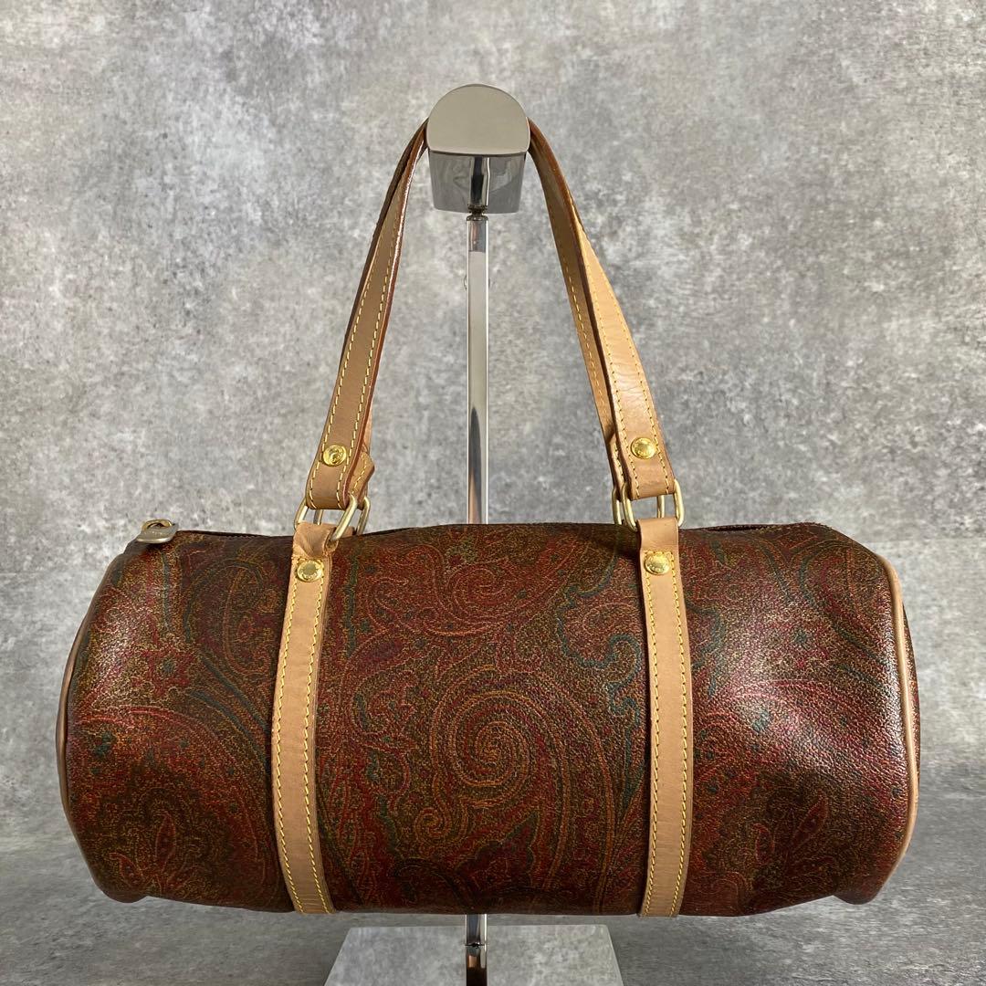 良品 ETRO エトロ ドラム型 ミニ ボストンバッグ ハンドバッグ ペイズリー