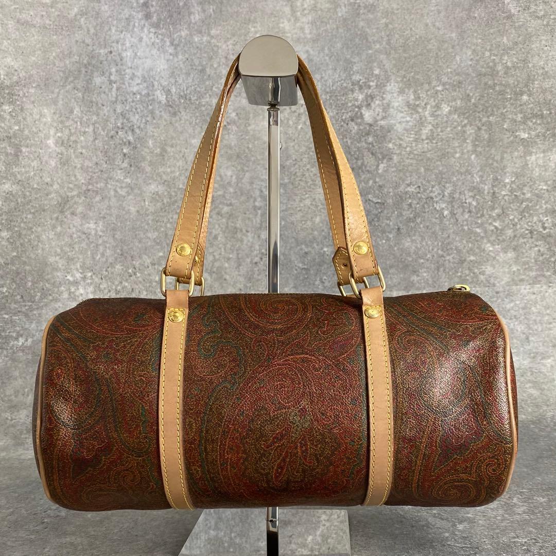 良品 ETRO エトロ ドラム型 ミニ ボストンバッグ ハンドバッグ ペイズリー