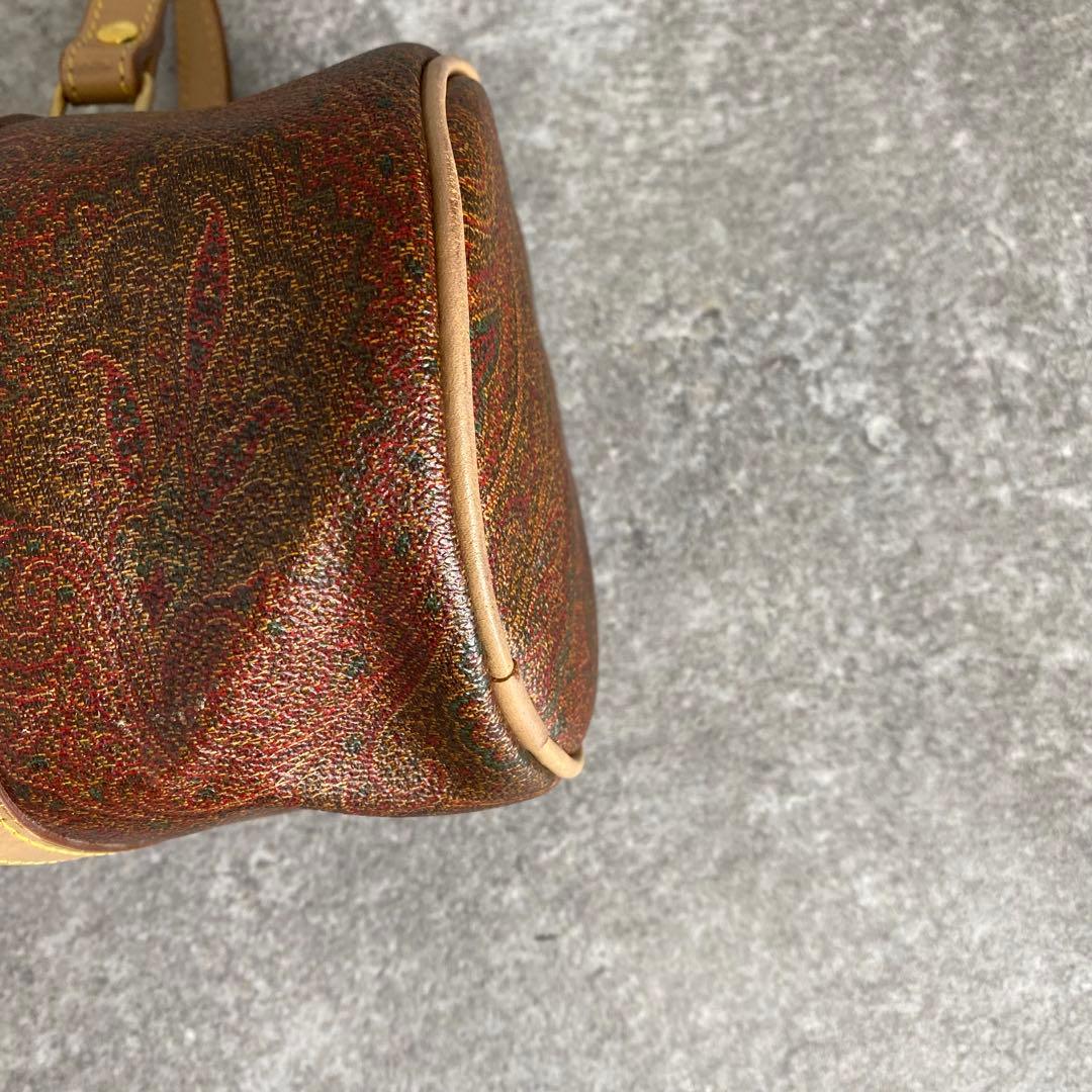 良品 ETRO エトロ ドラム型 ミニ ボストンバッグ ハンドバッグ ペイズリー