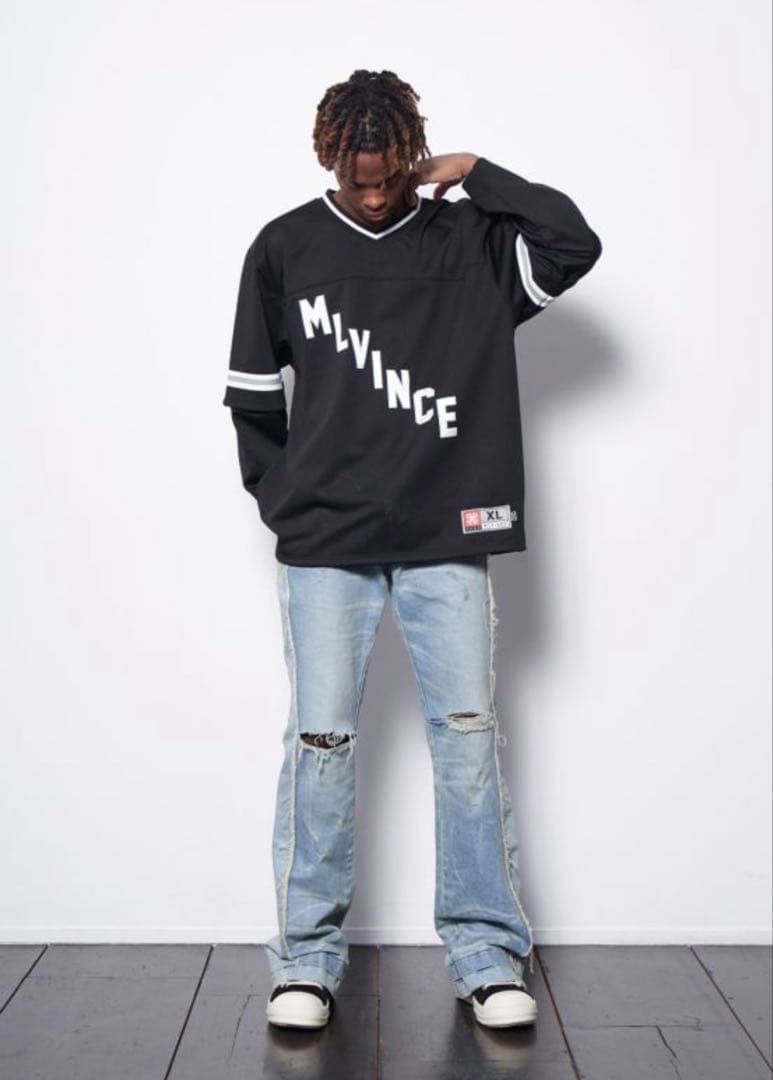 【極美品】MLVINCE メルヴィンス フットボールシャツ ホッケーシャツ XL