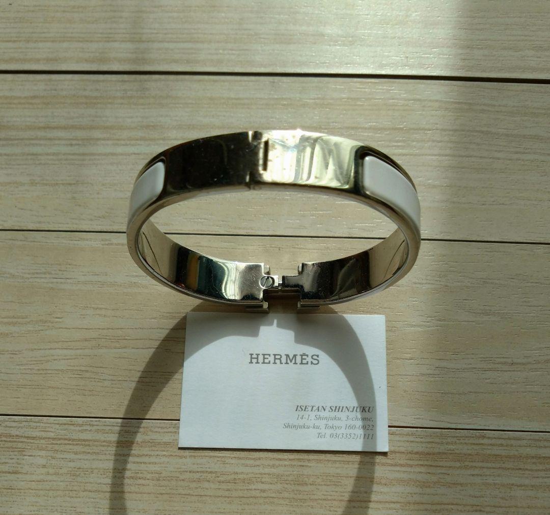 エルメス　バングル　ホワイト　クリックＨ　シルバー　ホワイト