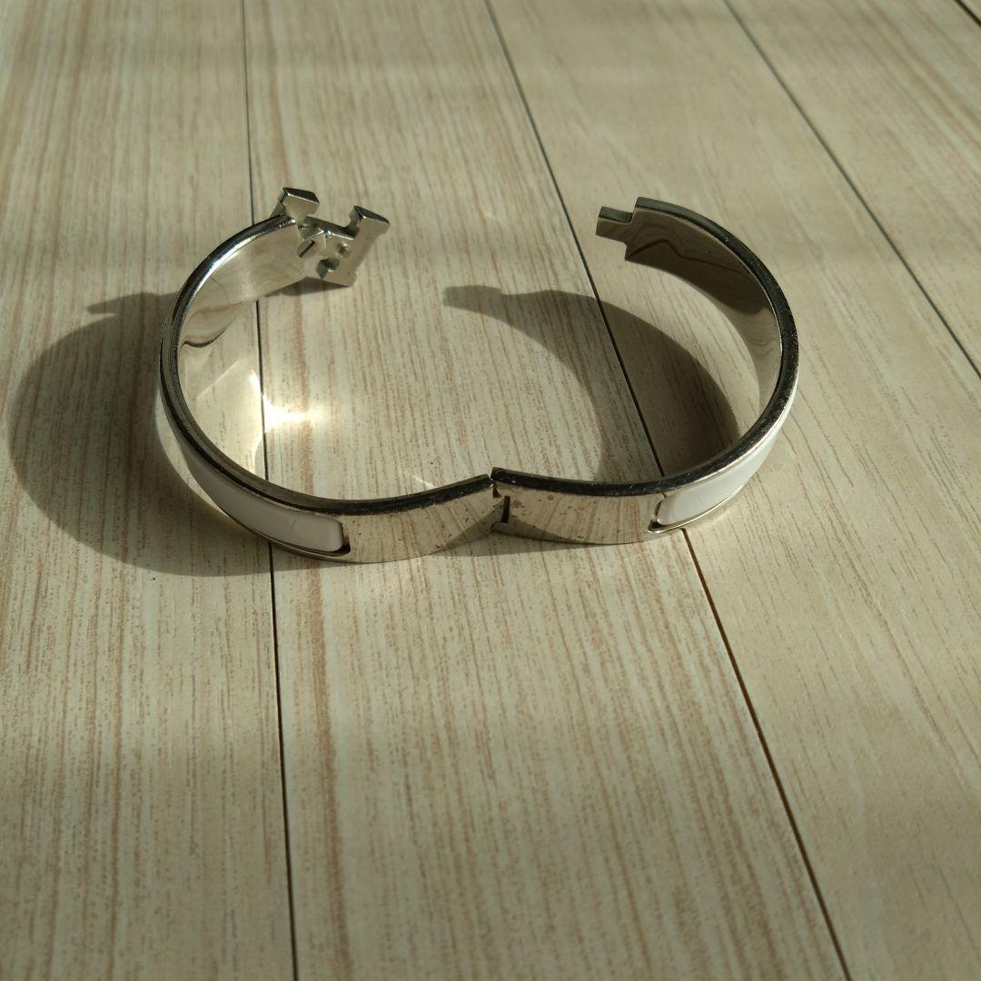 エルメス　バングル　ホワイト　クリックＨ　シルバー　ホワイト