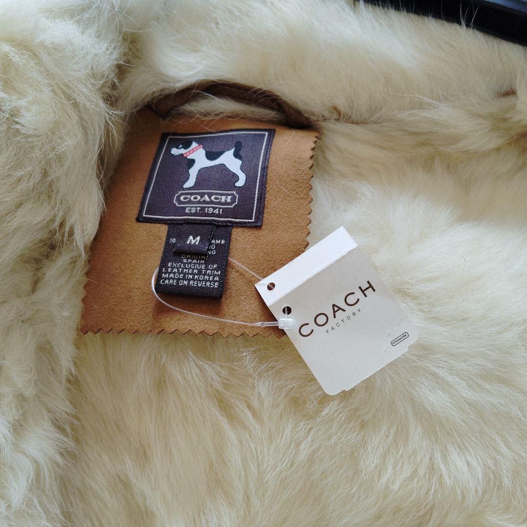 COACH ベージュ ファーケープ　ポンチョ　 新品タグ付き　M