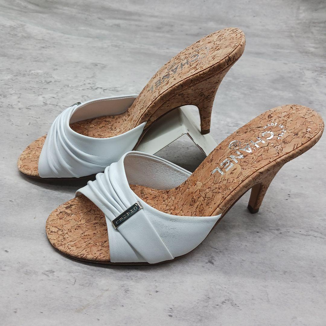 ✨未使用級✨ シャネル ホワイトレザーサンダル ウェッジソール 36