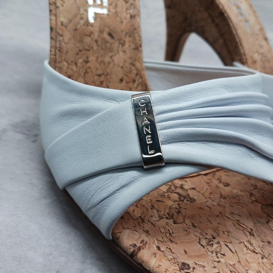 ✨未使用級✨ シャネル ホワイトレザーサンダル ウェッジソール 36