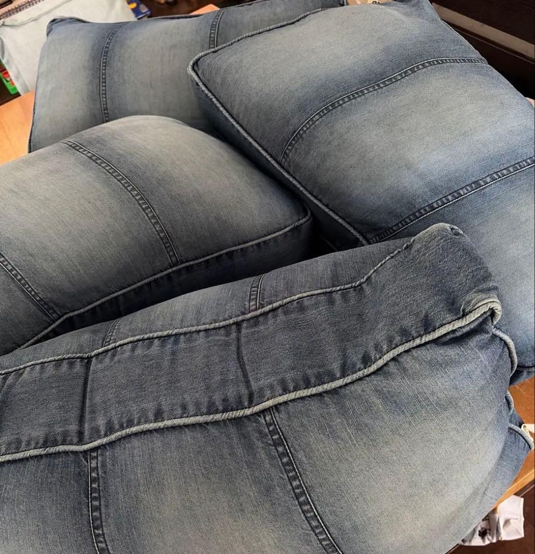 むちむち☆西海岸インテリア　デニムクッション　4個