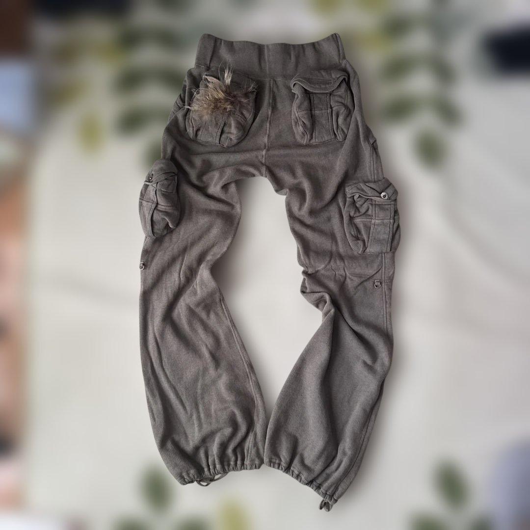 【K】goa ゴア ワークパンツ カーゴパンツ リアルファー付き カーキ系