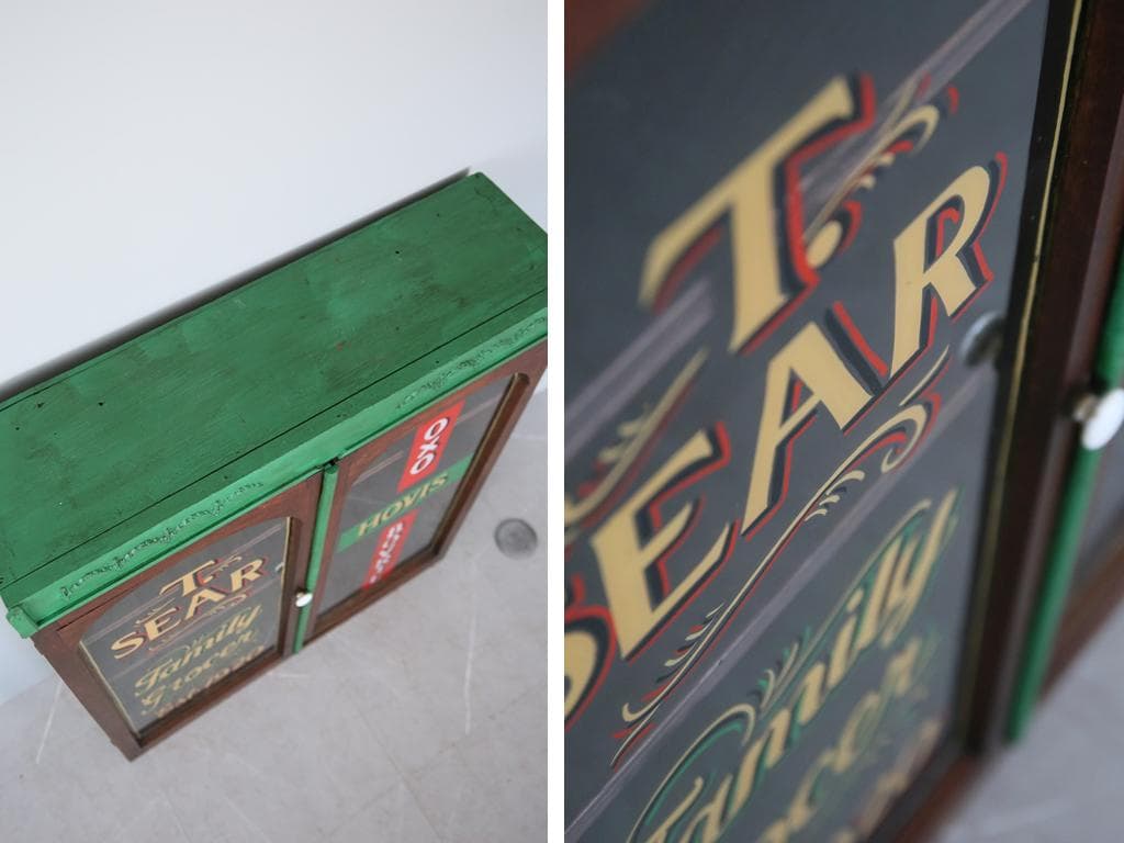 英国アンティーク英字入りディスプレイキャビネット/木製食器棚/本棚(88-148