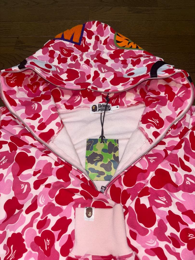 A Bathing Ape Bape シャークパーカー ピンク 迷彩 カモ M