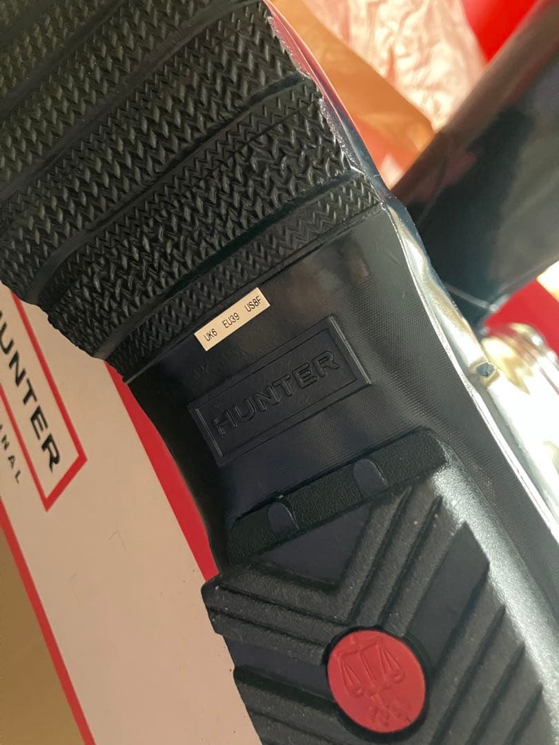 HUNTER ハンター ネイビー　エナメル　ロングブーツ 25cm