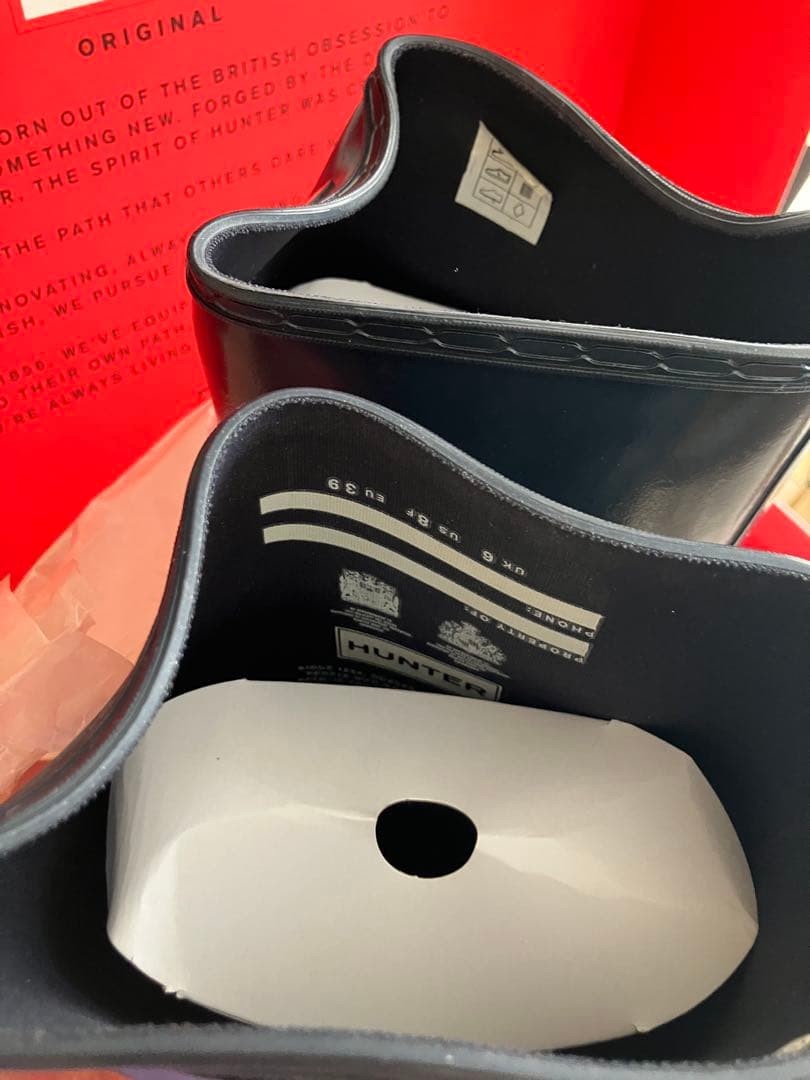 HUNTER ハンター ネイビー　エナメル　ロングブーツ 25cm