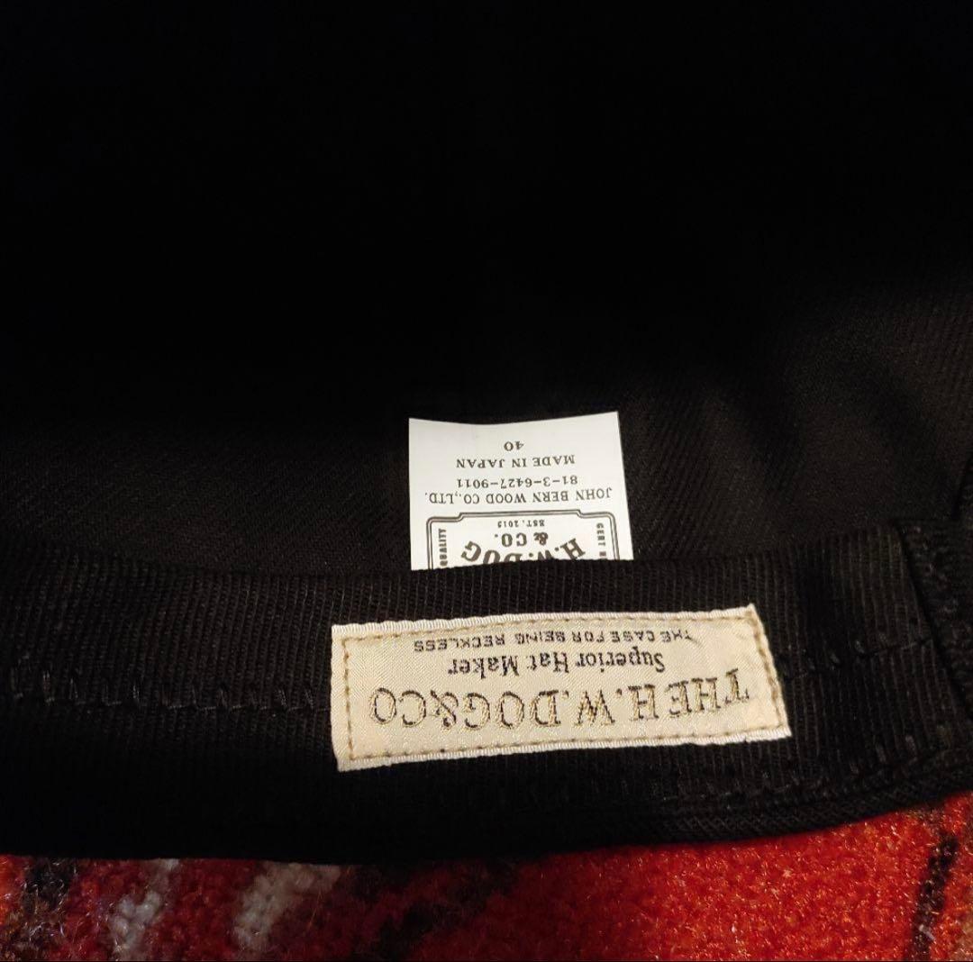 美品H.W.DOG & CO. ブラックワークキャップ　40サイズ
