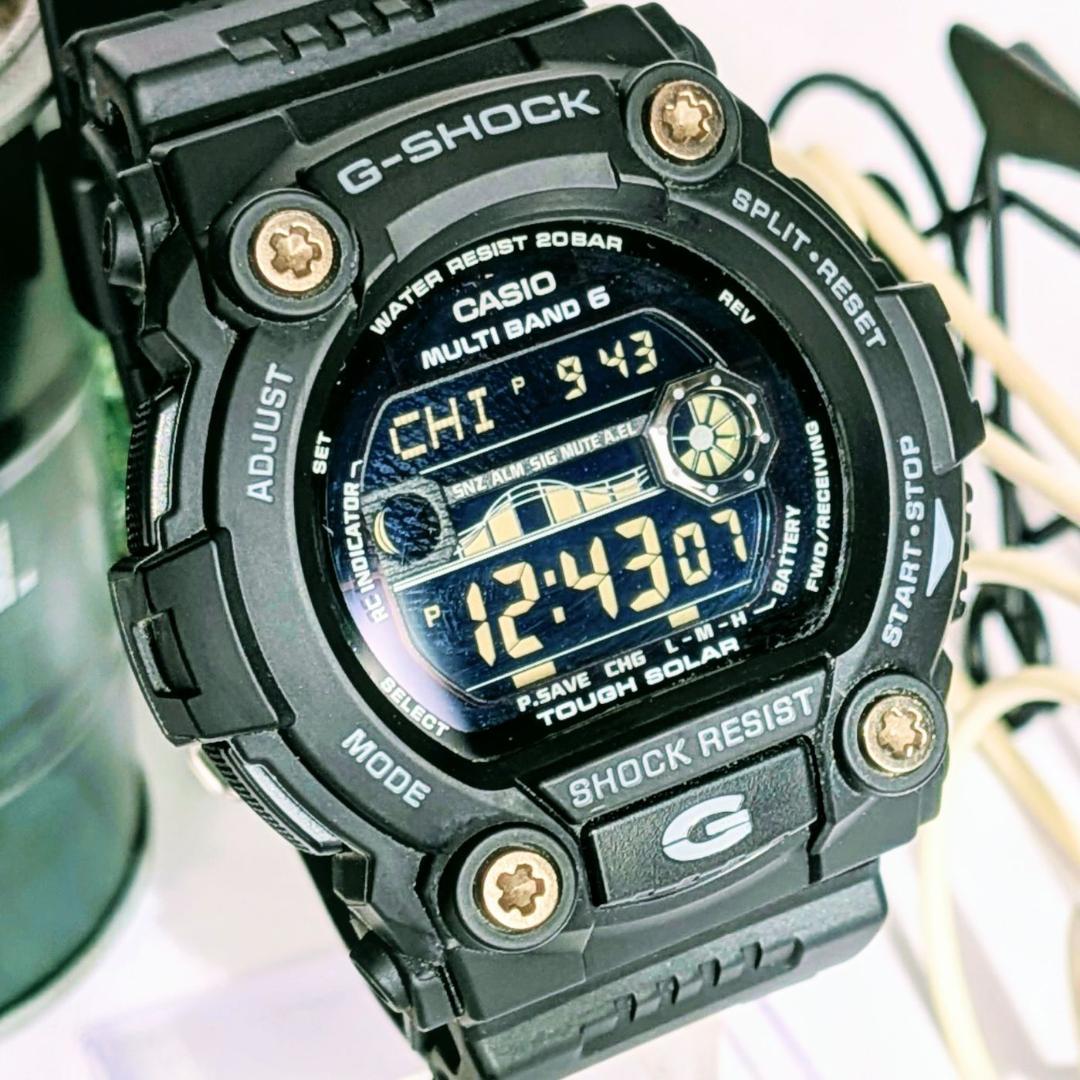 美品 CASIOメンズ腕時計Gショック ブラック ソーラー タイド＆ムーングラフ