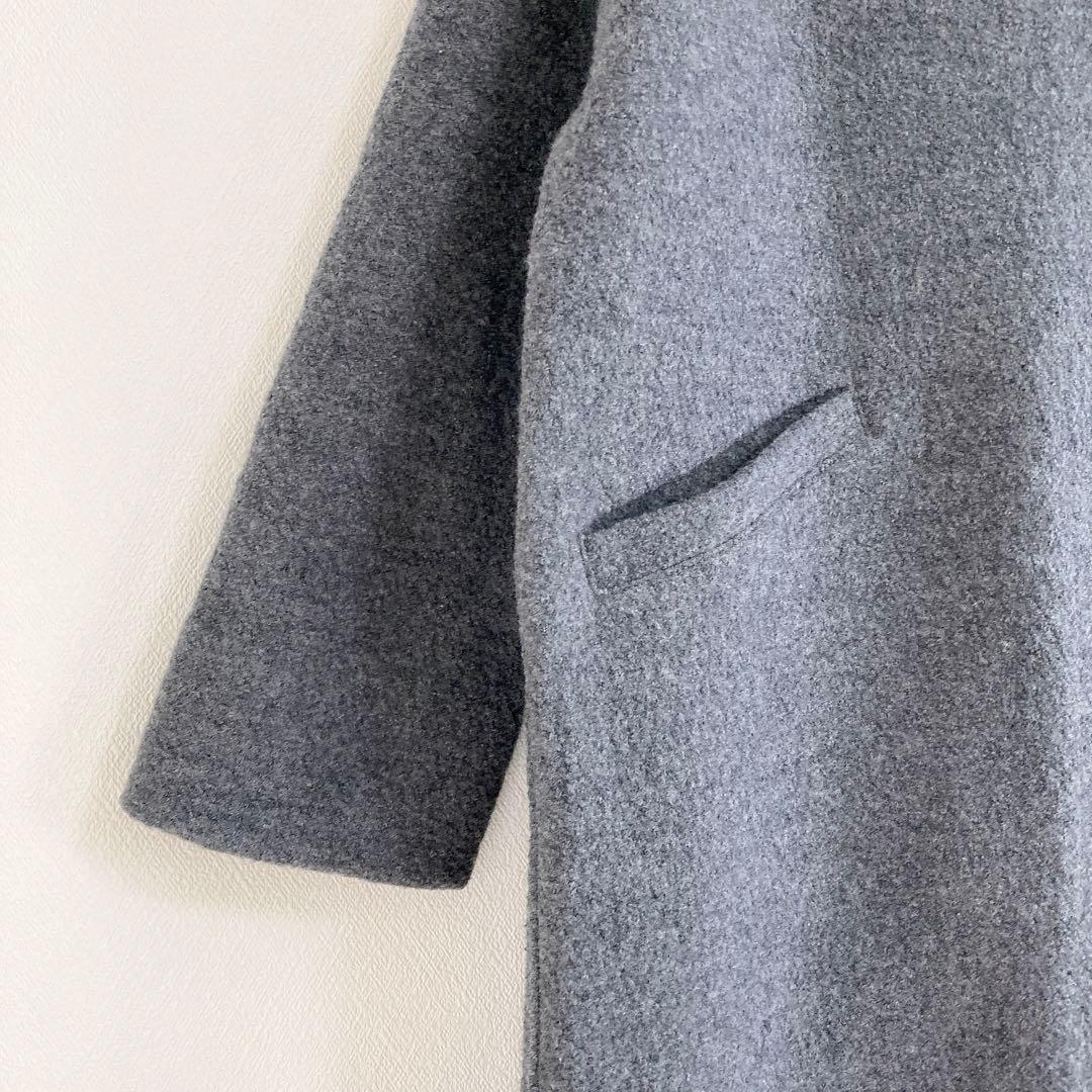 evam eva　フード付　プレスウール　コート　ウール100　グレー　サイズ1