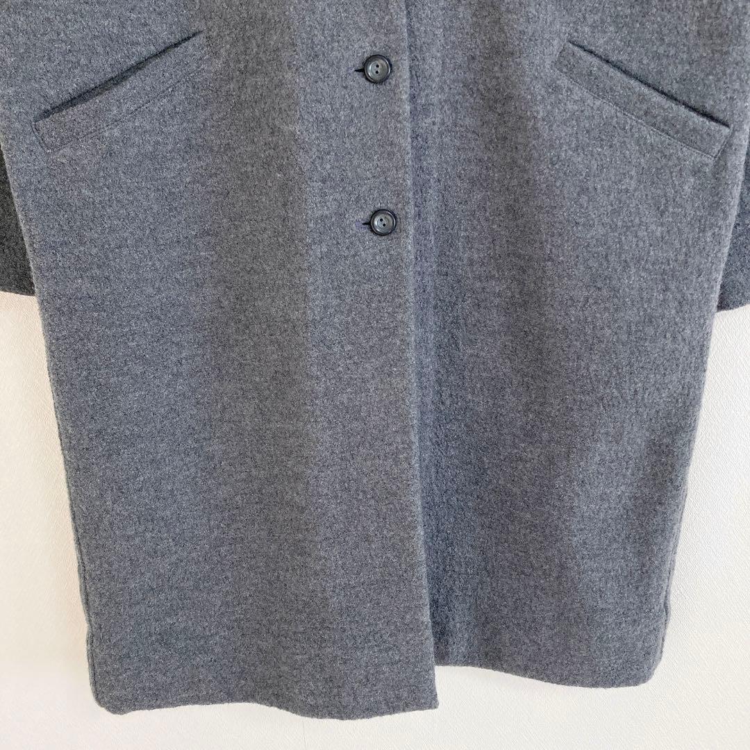 evam eva　フード付　プレスウール　コート　ウール100　グレー　サイズ1
