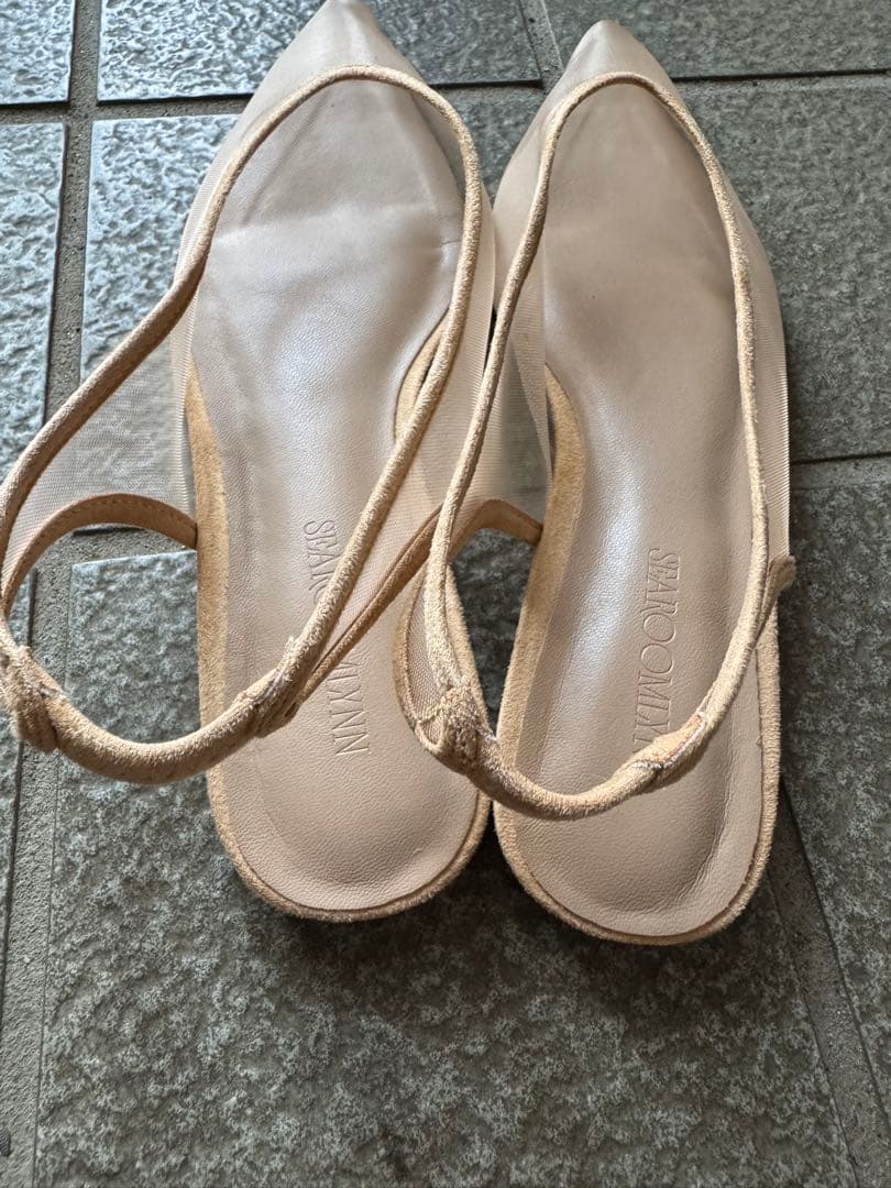 searoomlynn TULLE BACKストラップミュール ベージュMサイズ