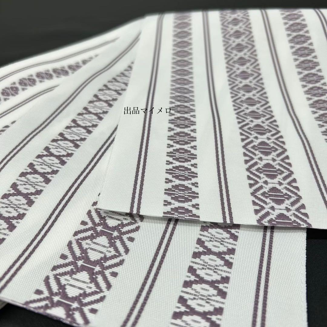 浴衣　綿麻　粋な夏着物　麻の葉柄　紺色　献上柄　半幅帯　2点　0724②