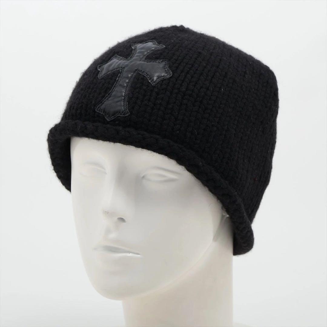 黒のカシミア帽十字架デザイン