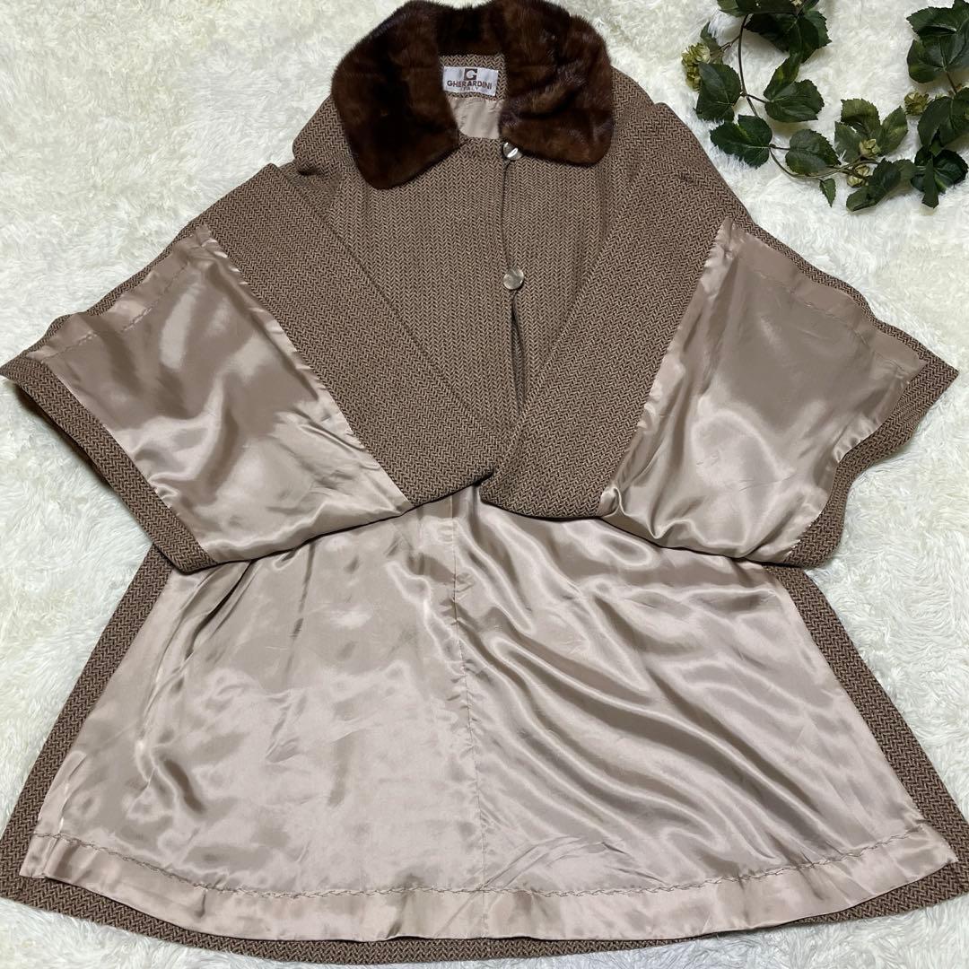 KAYEEゲラルディーニ【F】カシミヤファーコート　ツイードヘリンボーン