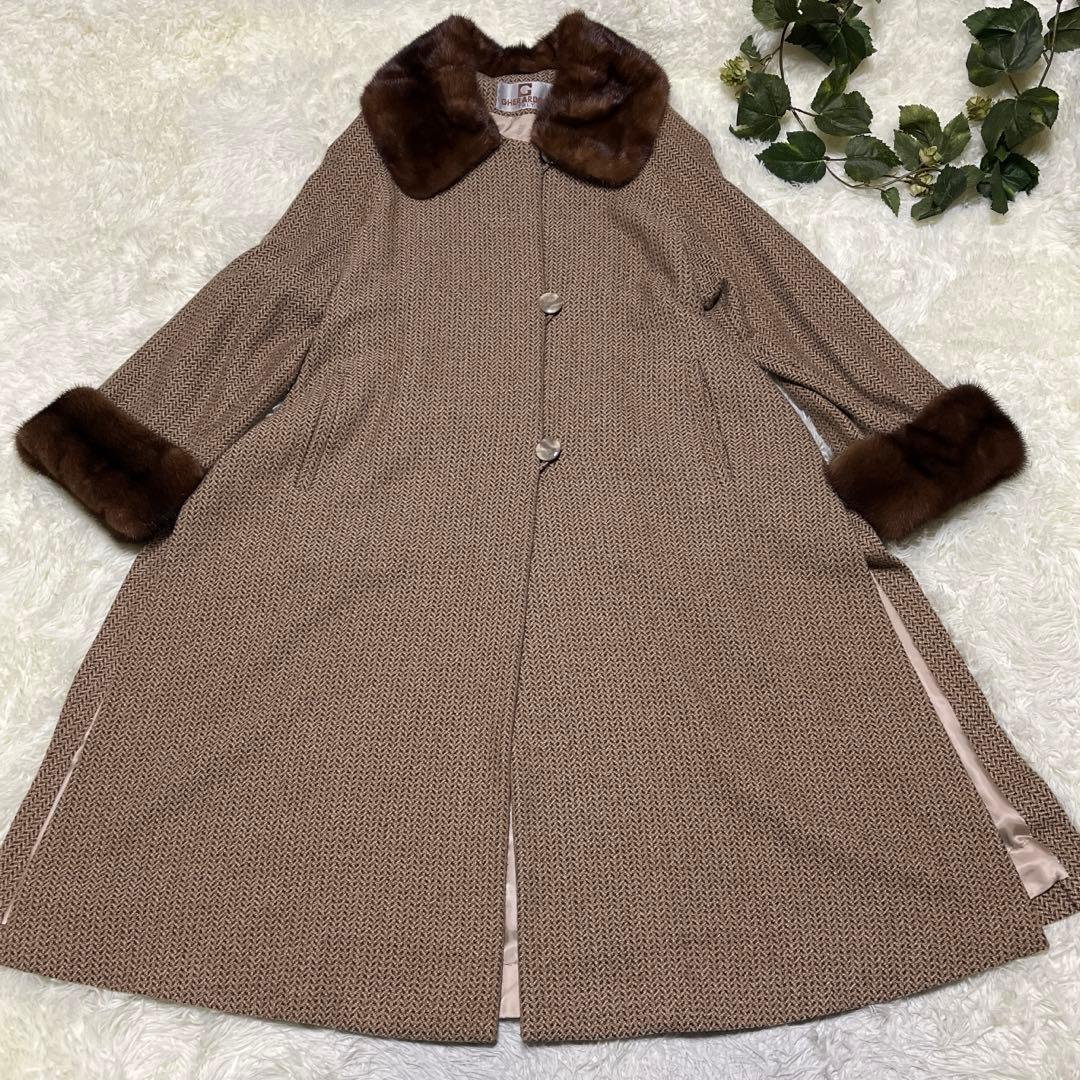 KAYEEゲラルディーニ【F】カシミヤファーコート　ツイードヘリンボーン