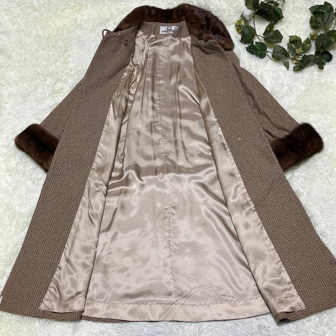 KAYEEゲラルディーニ【F】カシミヤファーコート　ツイードヘリンボーン