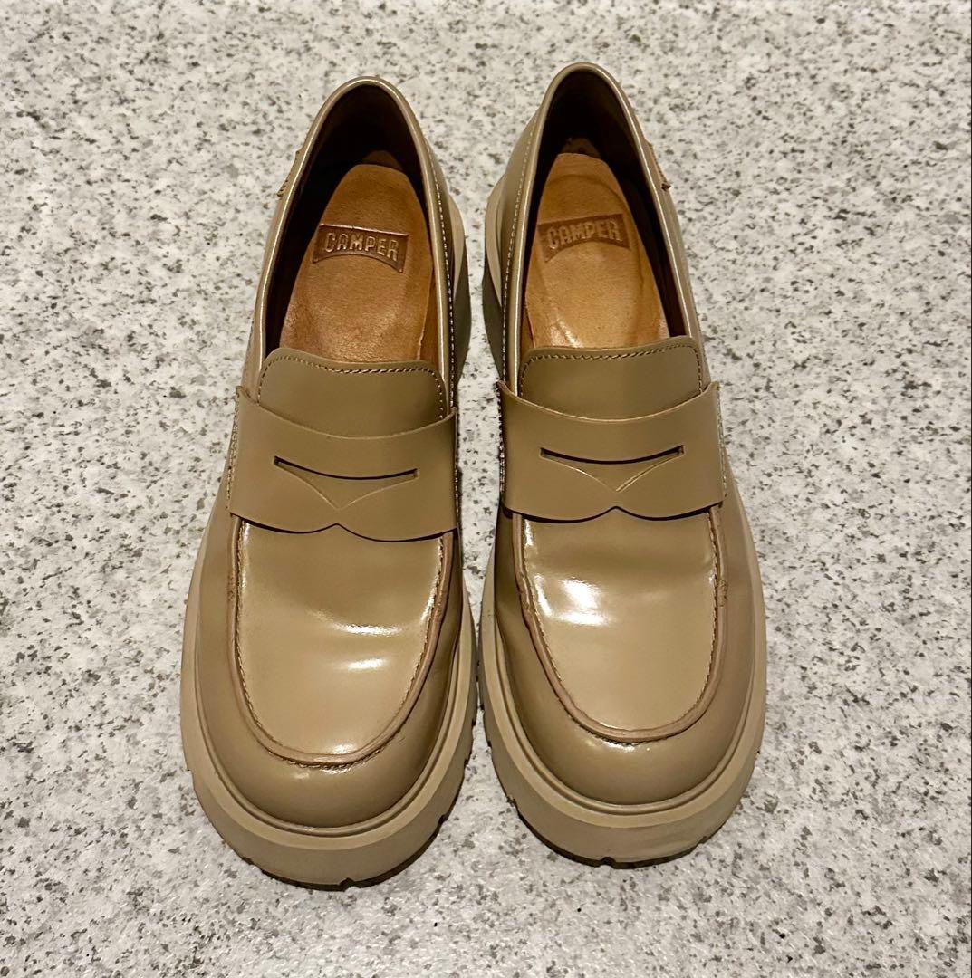 美品！CAMPER カンペール＊MILAH レザーヒールローファー キャメル38