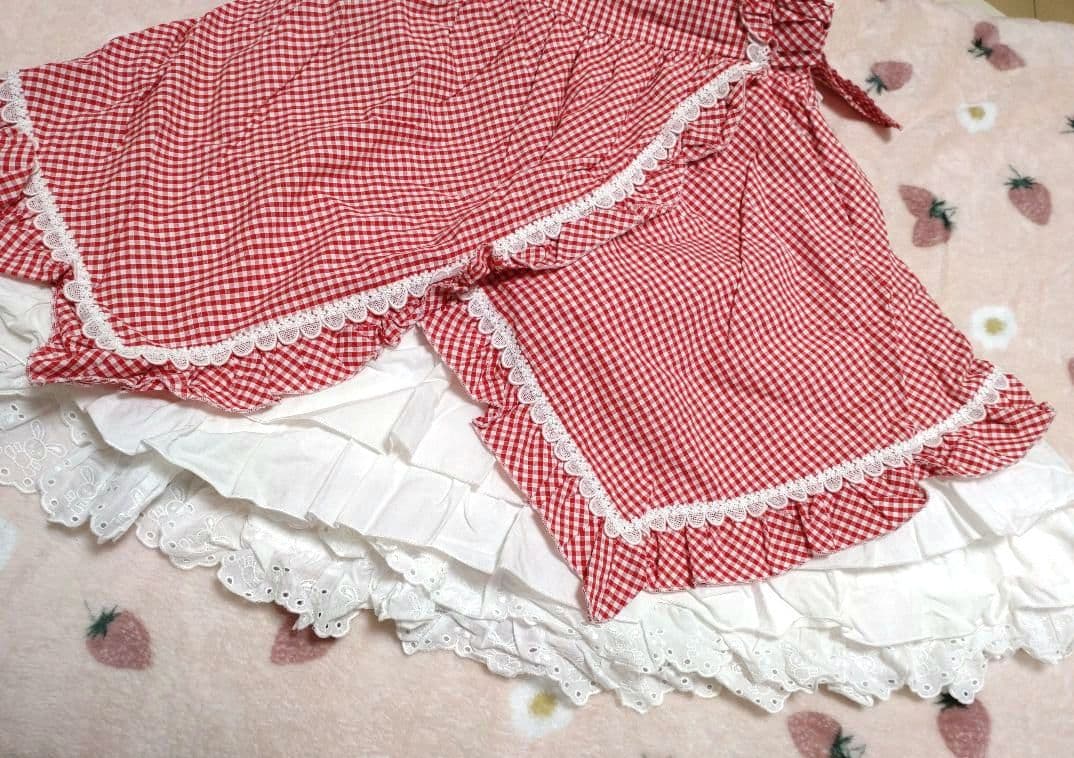 Haert E ギンガムチェックサンドレスワンピース　赤