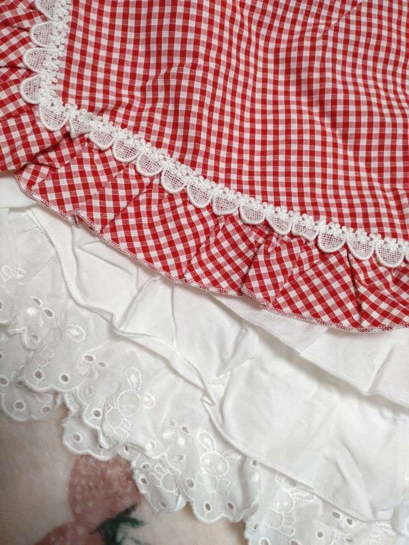 Haert E ギンガムチェックサンドレスワンピース　赤