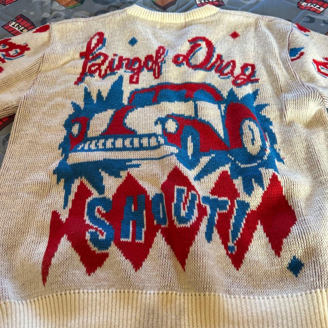 P*s様 80s レトロ　Shout! 車デザイン ニットセーター　汚れ有り