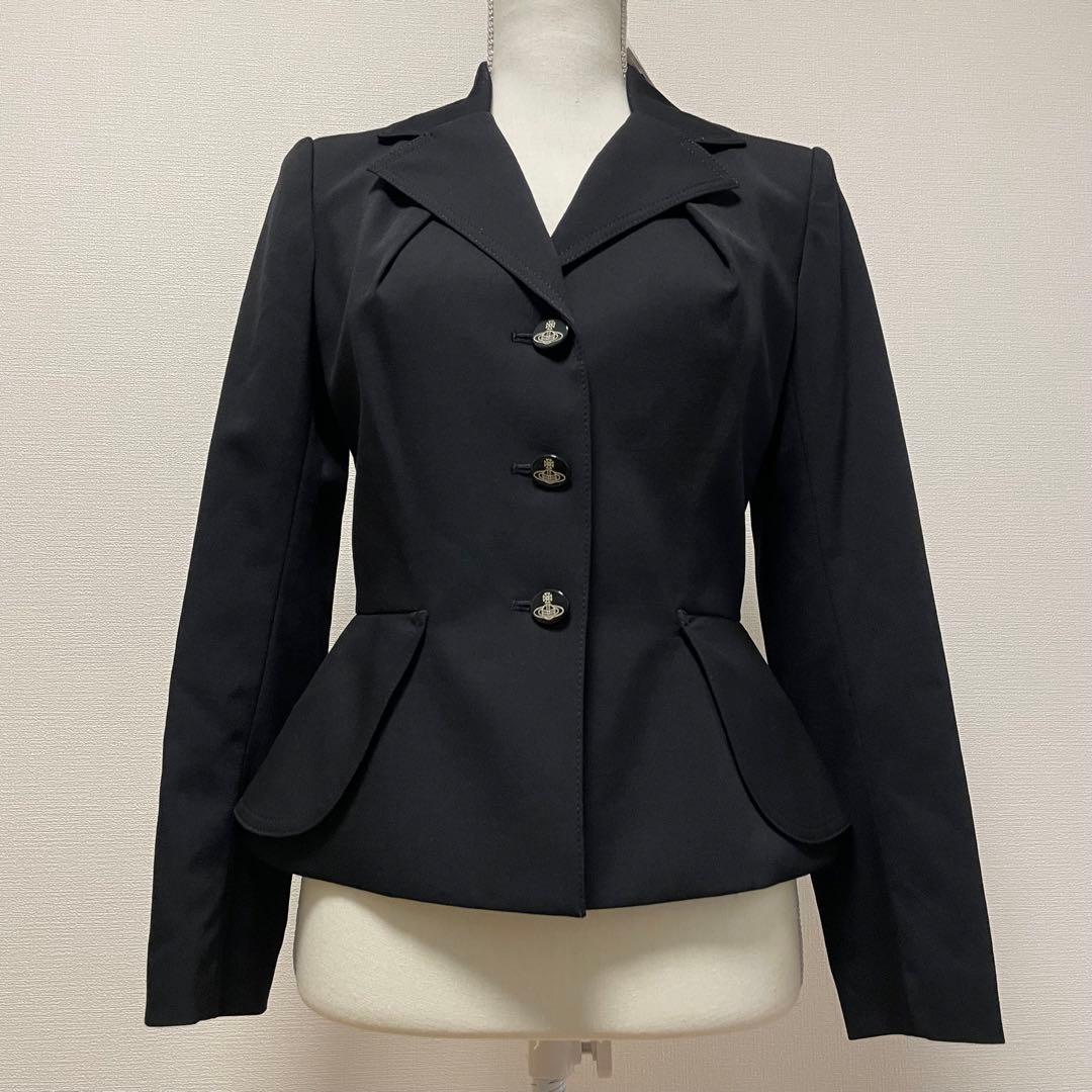 ヴィヴィアンウエストウッド　テーラードジャケット　タグ付　裏地総柄　オーブ釦　黒