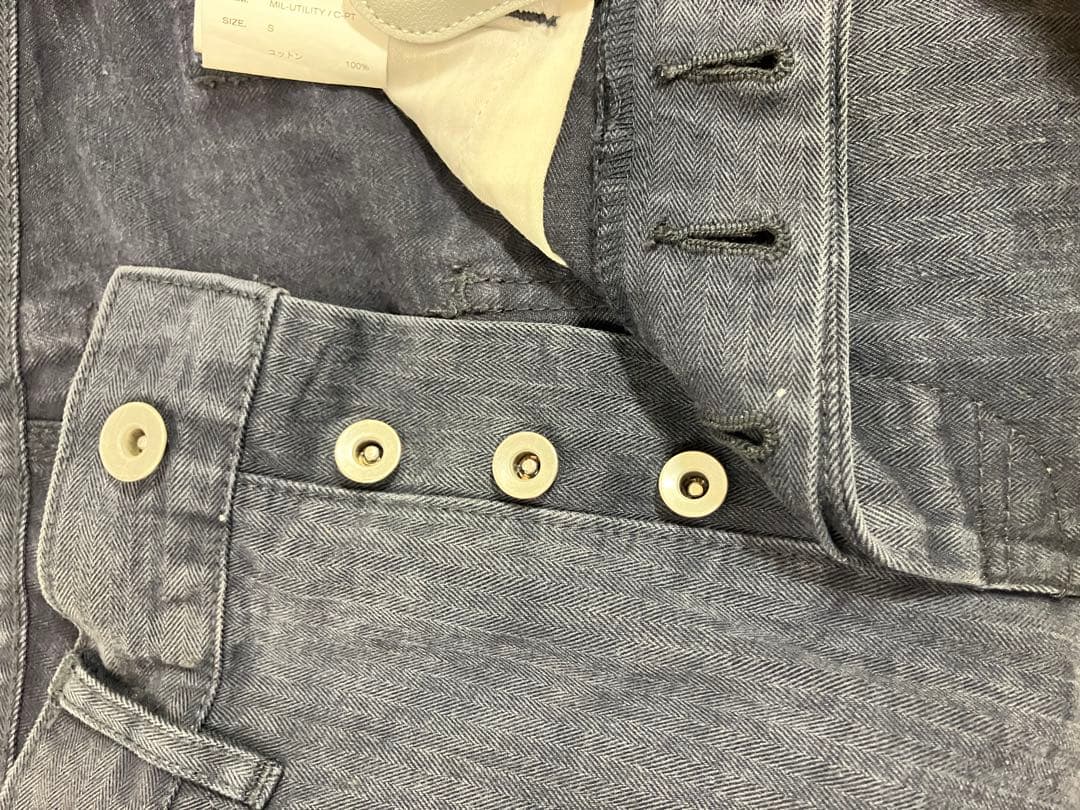 ネイバーフッド　コットン　ヘリンボーン　パンツ　ネイビー　S