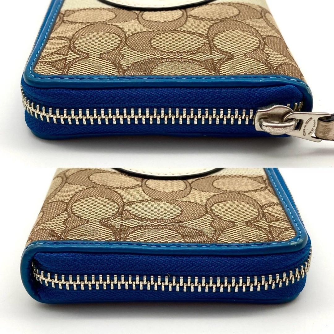 コーチ 長財布 シグネチャー レザー ブルー ベージュ カーキ ロゴ 70821