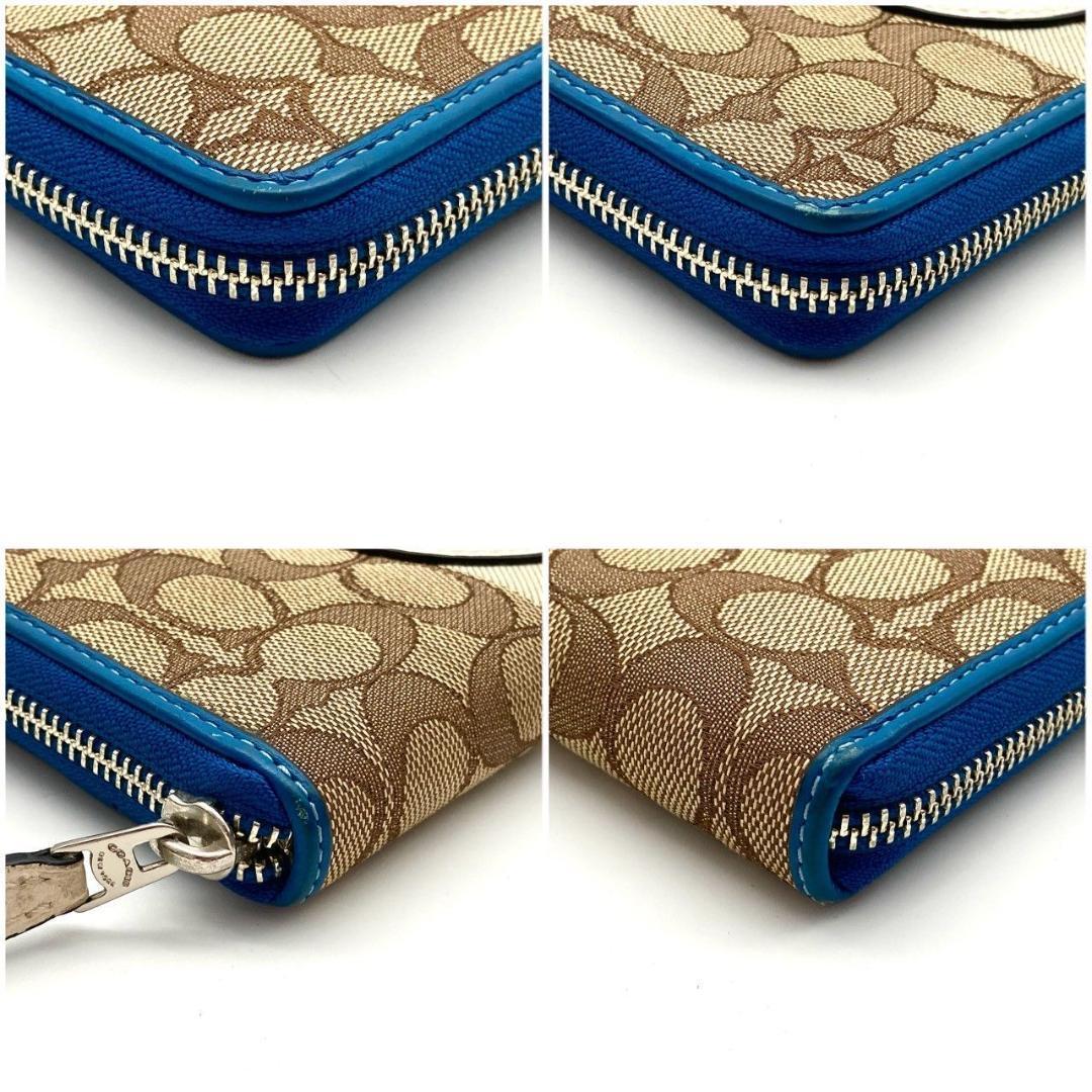 コーチ 長財布 シグネチャー レザー ブルー ベージュ カーキ ロゴ 70821