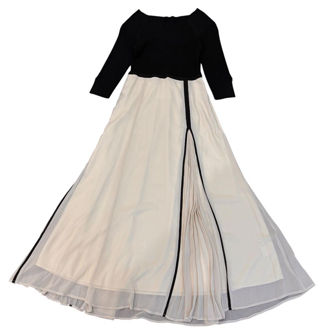 マイストラーダ ドッキングワンピース 36 リブニット プリーツ 金ボタン