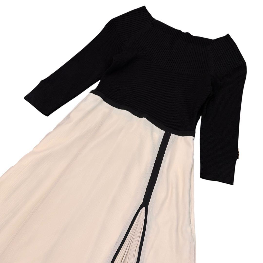 マイストラーダ ドッキングワンピース 36 リブニット プリーツ 金ボタン