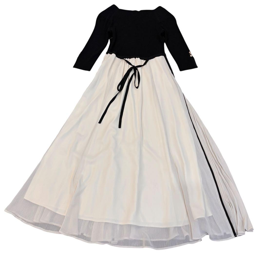 マイストラーダ ドッキングワンピース 36 リブニット プリーツ 金ボタン