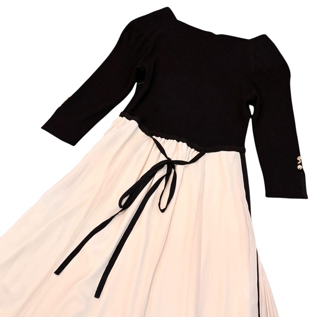 マイストラーダ ドッキングワンピース 36 リブニット プリーツ 金ボタン