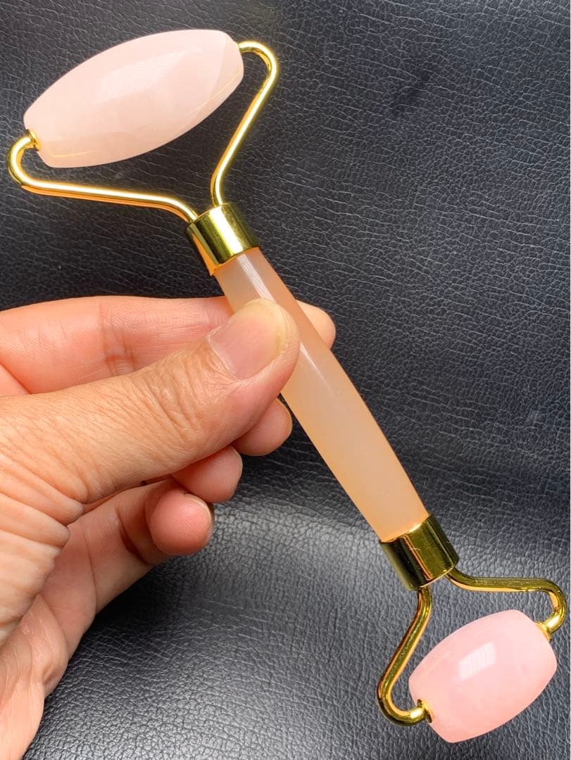 0415119 天然石ローズクォーツ美容ローラー