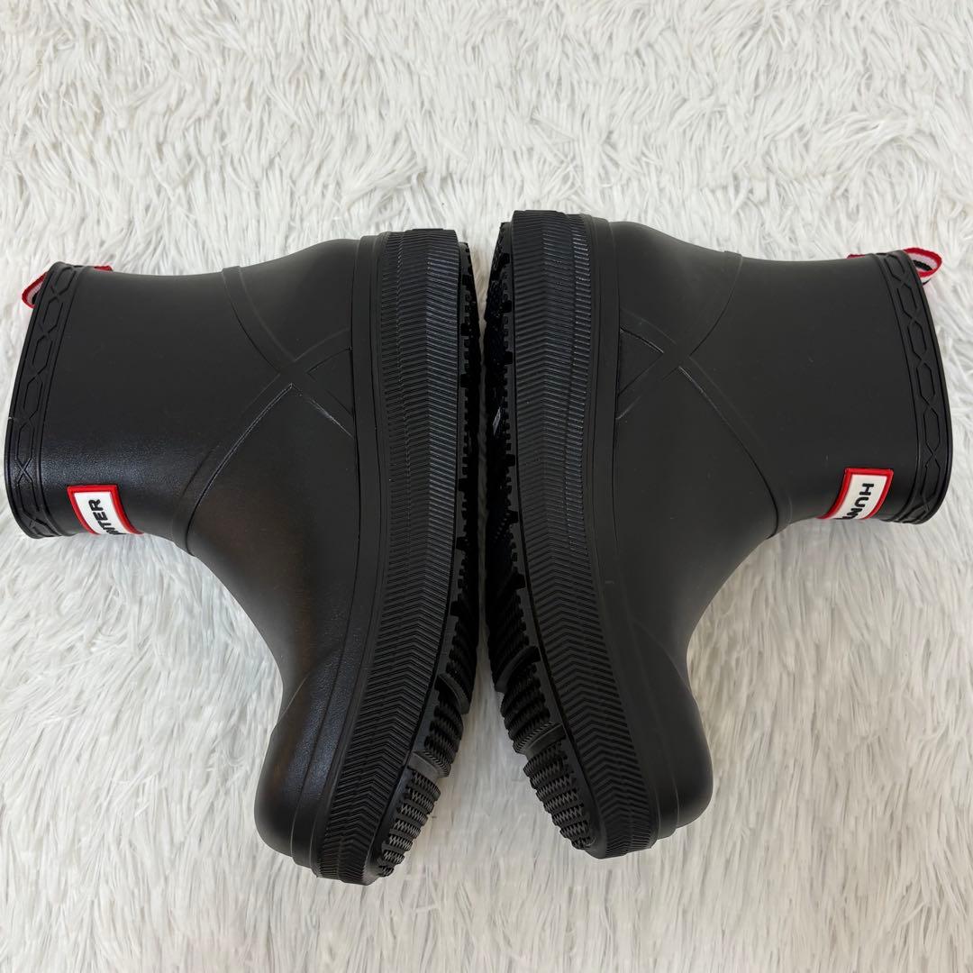 ハンター　レインシューズ　ショート　ブーツ　レディース　UK5 24㎝　長靴　黒