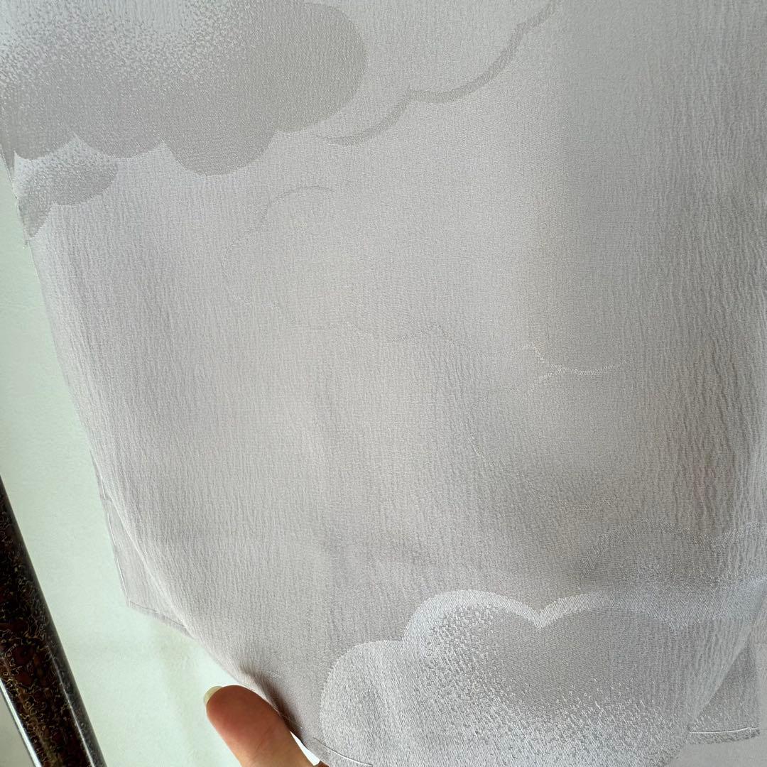 しつけ付　正絹　長襦袢　袖無双　現代　着物　136　紫　雲　トール　横幅たっぷり