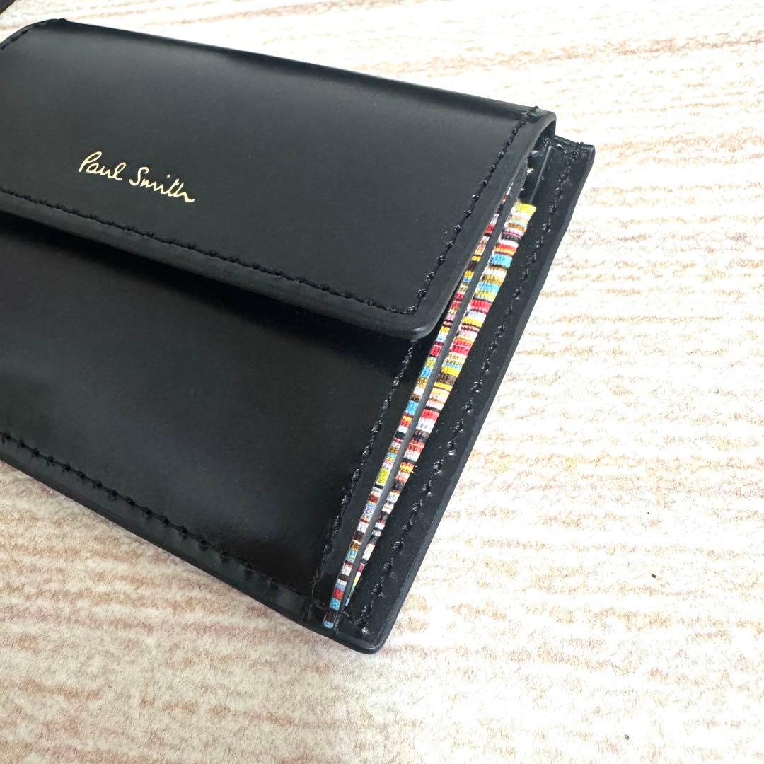 33 Paul Smith レザーリュクス シャイン 黒 名刺入れ 小銭入れ