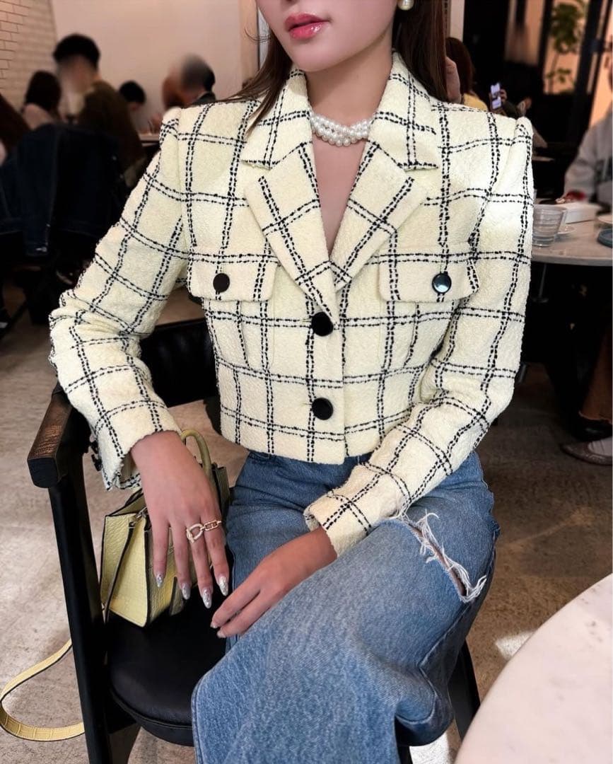 【最安値】sheller シェリエ 5th check tweed jacket