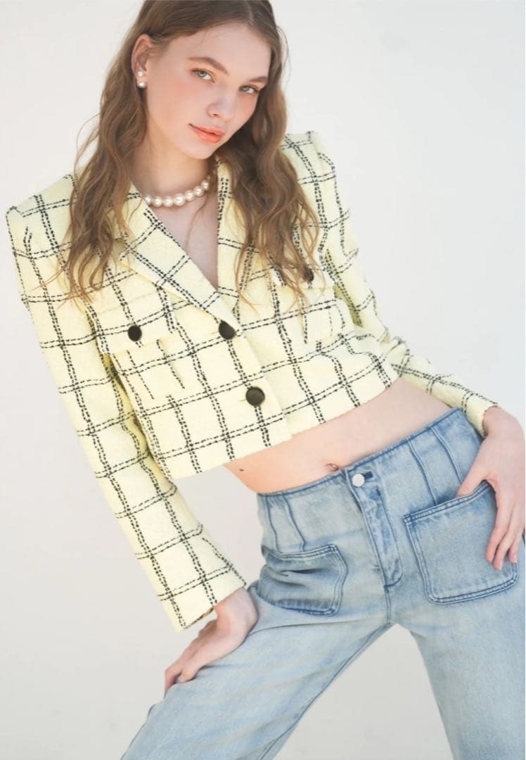 【最安値】sheller シェリエ 5th check tweed jacket