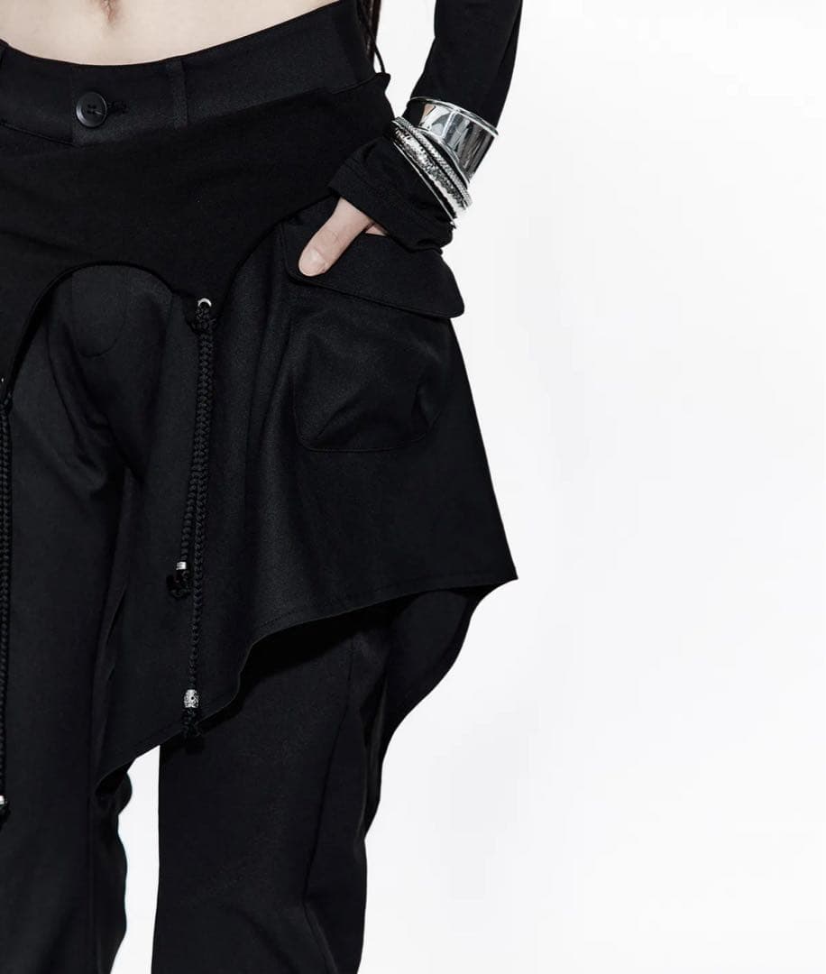 パンツ Kashiko Layered Strap Pants Black